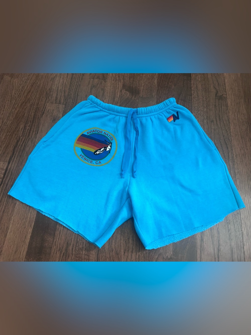 Aviator Nation Light Blue Logo Sweat Shorts